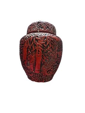 Vintage Japanese Red Lacquered Tea Caddy